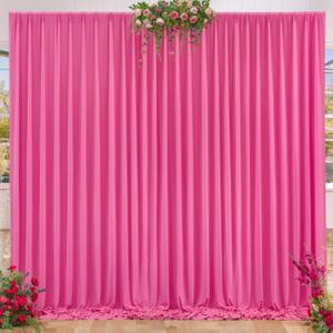 8 x 10ft Hot Pink Backdrop Curtains for Party Wedding Photo Background Curtains Wrinkle Free Drapes for Backdrop Long Curtain for Bridal Shower Valentine's Day Birthday Baby Shower, 2 Panels