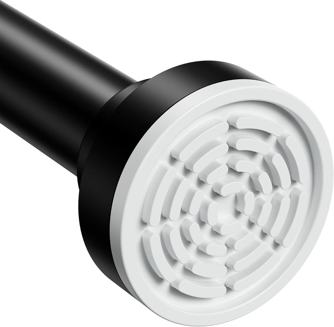 Abiglifty Black Shower Curtain Rod 30~85 Inches Adjustable Stainless Steel Shower Curtain Rods Spring Tension,Tension Curtain Rod,Non Slip,No Drilling, Sturdy and Durable.