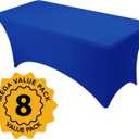 8-Pack Premium Royal Blue Spandex Tablecloths for 6ft Rectangle Tables, Stain & Wrinkle-Resistant, Washable Stretch Polyester Fitted Table Cover for Weddings, Banquets, Trade Shows Events