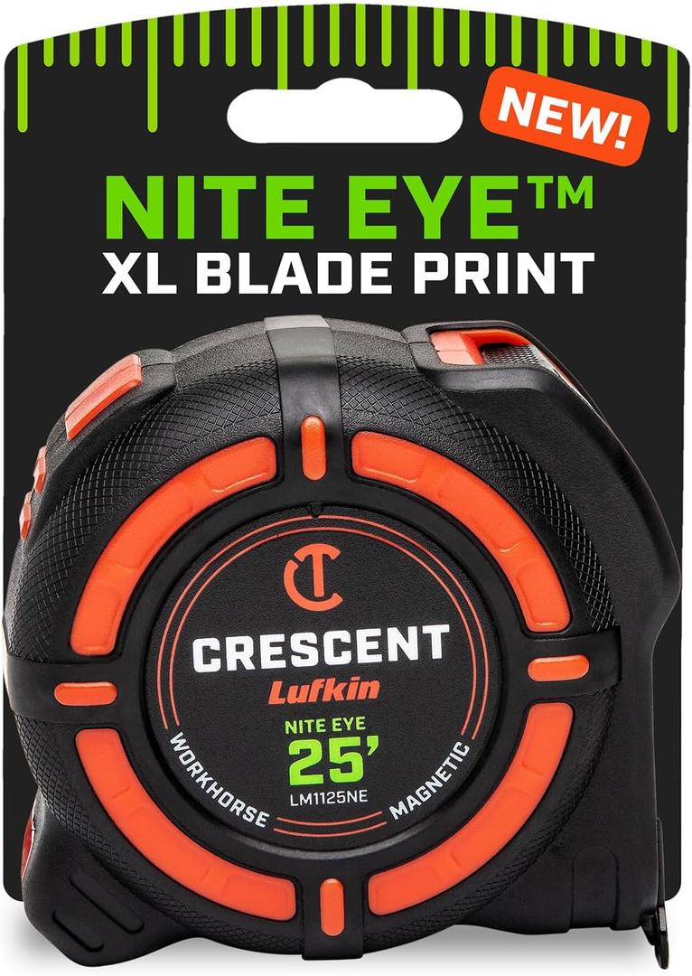 Crescent Lufkin 25 Ft. WORKHORSE NITE EYE Magnetic Tape Measure | LM1125NE