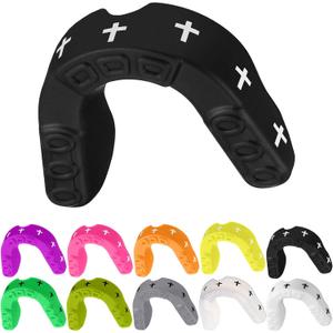 Yungyan 10 Pcs Mouth Guard for Sports Cross Printed Football Mouth Guards Bulk Youth Silicone Teeth for Football Basketball Daily Oral Protection Hockey Accessories (Multicolor)