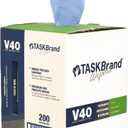 TaskBrand N-V040CGB Blue V40 Value Series Center Pull Wiper Sheets, All-Purpose Disposable Cleaning Towels, 10 x 11.5 Inches, Roll of 200