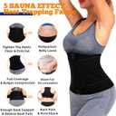 LMCOB Sauna Waist Trainer for Women Waist Trimmer Corset for Stomach Wrap Workout Belly Belt Band Zipper Sauna Suits (Black, XXXL)