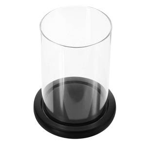 3 Pcs Tall Glass Candle Holder Wedding Centerpiece Clear Glass Candle Tube With Wood Base