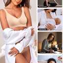 Vertvie Womens Seamless Jelly Bras No Underwire Comfort Push Up Bras Buttery Soft Wireless Bralette Full Coverage Sports Bra (Beige, S)