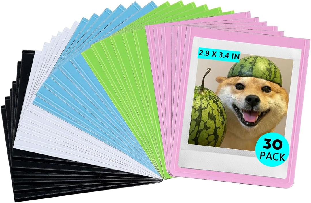 WOGOAZN 30 Pack Magnetic Picture Frame for Fujifilm Instax Square SQ40/10/20 Instant Camera 2.9x3.4 Inches Films, Magnetic Picture Frames for Refrigerator - Colorful