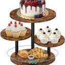 ELITEROO 4 Tier Round Cupcake Tower Stand for 50 Cupcakes, Wooden Rotatable Cake Stands with Tiered Tray, Farmhouse Wood Dessert Display Platter for Birthday Graduation Baby Shower Wedding Tea Party