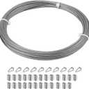 SIDAZON 1/16 inch Stainless Steel Wire Cable,100FT,Aircraft Cable Wire Rope Marine Grade, Length 7x7 Strand Core with Aluminum Sleeves and Thimbles