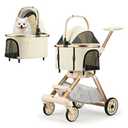 Pet Stroller for Small Dogs - 3 In1 Dog Stroller with Adjustable Handle and Detachable Carrier Car Seat, Foldable Cat Stoller with 5" Lockable All-Terrain Wheels