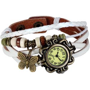 JewelryWe Women Bohemia Bracelet Watch Vintage Classic Fashion Weave Wrap Around Quartz Wristwatch with Adjustable Leather Weave Strap - for Summer Beach Daily and Office