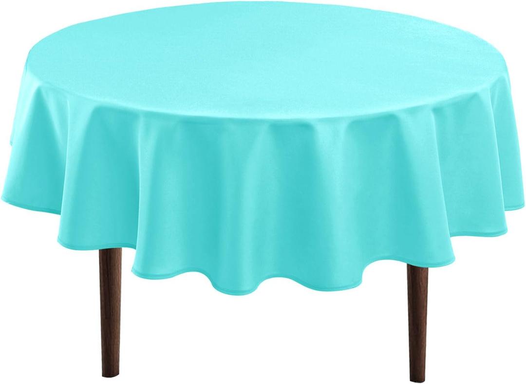 Hiasan Round Tablecloth 30 Inch - Waterproof Stain Resistant Spillproof Polyester Fabric Table Cloth for Dining Room Kitchen Party, Aqua
