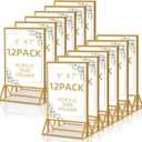 PPH-Sisy Gold Frames 5x7 Acrylic Sign Holder Double Sided Picture Frames for Wedding Table Number Menu Flyer Display for Office Home Party- Pack of 12