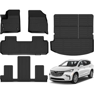 Jenofa-Floor Mats for Buick Enclave 2018-2024 Car Mats Cargo Mat Fit Enclave All Weather Non-Slip Waterproof Durable Rubber Floor Liner Accessories Full Set 2023