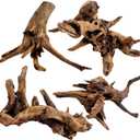 Kathson Natural Aquarium Driftwood Decoration Branches Reptiles Terrarium Ornament Wood Fish Tank Habitat Decor Assorted Sizes Wood 4 PCS (6"-10") (S:Mopani Driftwood (5.5 to 9.5 inches/4 Pack))