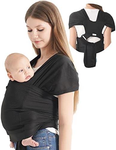 Momcozy Baby warps Carrier,Air-Mesh Fabric,Cooling for Summer Baby Sling Carrier,Breathable Adjustable Strap Baby Hold Carrier for Newborn Up to 40 lbs (Air-Mesh Black)