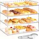 3 Tier Acrylic Bakery Display Case, 19.5" x 10.24" x 14.5" Clear Countertop Dustproof Pastry Stand for Cakes, Donuts, Cookies, Home Kitchen & Commercial Use