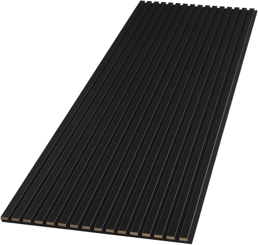 WVH Black Matte Acoustic Slat Wall Panels, Measures 94.49" x 25.20", Smooth Laminate Finish, Interior Decor for Walls & Ceilings, Noise Cancelling & Sound Absorbing for Home, Office & Bedroom, 2pcs