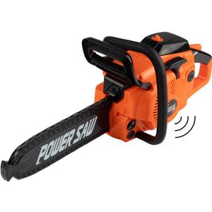 HEY! PLAY! Toy Chainsaw - Fake Outdoor Power Tool for Pretend Play - Battery-Powered with Pull Cord, Rotating Chain, and Realistic Sounds (Orange)