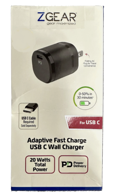 Z Gear USB-C Fast Wall Charger - 20 Watts