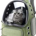 Cat Backpack Carrier, Breathable Cat Bubble Backpack Large Space Cat Carrier Backpack for Kitty Small Dog, Foldable Airline Approved Cat Backpack, Transparent Cat Travel Backpack Up to 20 lbs (Green)