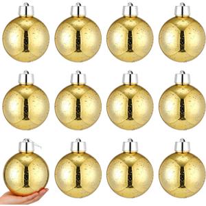 Syhood 12 Pcs 6 Inch Mercury Christmas Ornament Balls Xmas Tree Decoration Balls Extra Large Shatterproof Ornament Hanging Ball Giant Jumbo Vintage Ball for Holiday Xmas Tree Party Decor (Gold)