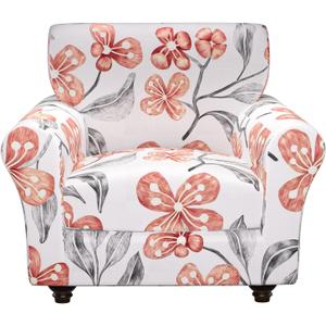 Stretch Couch Covers, Floral Printed Sofa Covers,2 Piece Armchair Slipcover with Separate Sect Cover,Washable Sofa Slipcover, Pet Friendly Furniture Protector Fit for Home (Armchair,Red Flower)