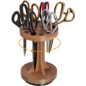 Wooden Rotating Scissor Holder,12-Slot Shear Holder with 360 Swivel Base ,Perfect for Sewing ,Quilting , Crafts,Stylists &Hairdressers