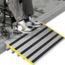5" Rise Door Threshold Ramps for Doorways, Stable Yellow Edge, Aluminum Wheelchair Ramp for Home Steps, Adjustable Modular Entry Ramp for Scooters, Power Chairs, 880LBS Load Capacity
