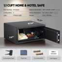 Hotel Safe 1.1 Cubic Feet Home Safe with Digital Keypad,Hotel & Home Dual-Use Safe with Audit Function,Administrator Password,Security Lock Box for Laptop,Jewelry,Watch (Black,Digital Code)