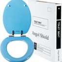 Angol Shiold Glitter Toilet Seat Molded Wood Elongated Toilet Seat with Quietly Close and Quick Release Hinges, Easy to Clean also Easy to Install (Elongated 18.5'', Blue)