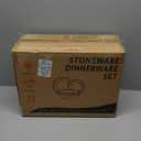 E-far Stoneware Dinnerware Sets, 12-Piece Plates and Bowls Dish Set for 4, Kitchen Modern Dining Ware, Chip and Scratch Resistant, Microwave & Dishwasher Safe, Matte Black