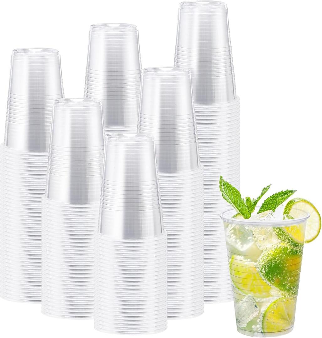 Lamosi 300 Pack 12 oz Clear Plastic Cups,12 Ounce Disposable Cold Drinking Cups for Party, Picnic, BBQ, Travel, Christmas, Events