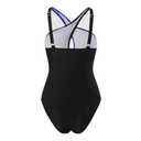 WeeH Women One Piece Swimsuit Color Block Bathing Suit Front Cross Swimwear Beach Bikini (Large-X-Large, Blue and Black)