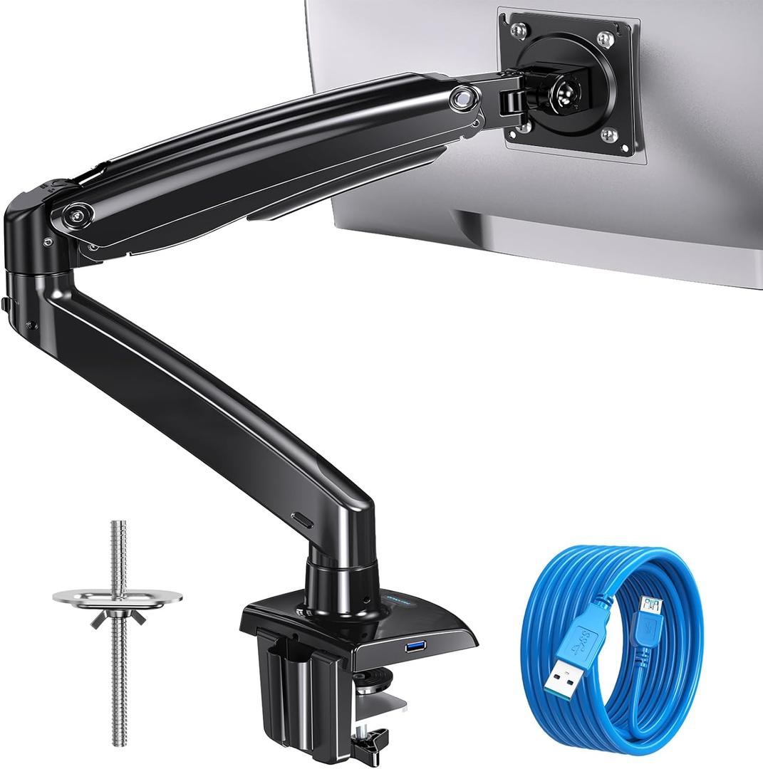 HUANUO Heavy Duty Monitor Arm for 49-Inch Ultrawide/Curved Screens, Full Motion Adjustable Monitor Mount with Aircraft-Grade Aluminum, Holds 26.4lbs, VESA 75x75/100x100mm