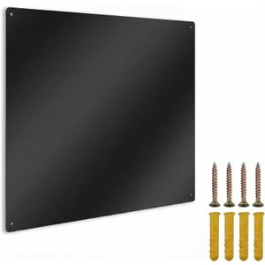 Black 304 Stainless Steel Stove Backsplash 27.5"x11.8" 0.6mm | Non-magnetic matte black metal wall protector blocks heat and grease behind 30-inch stoves using 4 mounting holes.
