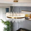 Led Crystal Chandelier,24 Inch 60W Close to Ceiling Light Modern Gold Pendant Light Fixture Dimmable 3000-6000k Hanging Lights for Dining Room Living Kitchen Ceiling Lighting Flush Mount