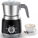6-in-1 Electric Milk Frother and Steamer with Detachable Cups, Automatic Cold and Warm Foam Maker for Lattes/Cappuccinos/Hot Chocolate, Dishwasher Safe Black