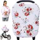 Baby Car Seat Covers - Stroller Canopy Breastfeeding Covers, Multi-use Carseat Canopy, for Boys and Girls Shower Gift (Print Flower)