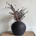 Rustic Ceramic Vase, 8.3" Black Farmhouse Tall Vase, Vintage Vases, Modern Terracotta Decor Vases for Home Decor, Living Room, Entryway, Table Centerpieces, Shelf, Kitchen, Housewarming Gifts