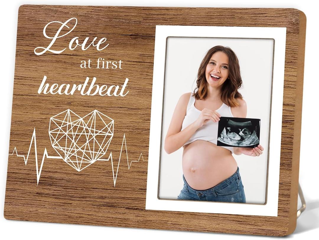 New Mom Gifts, Pregnancy Announcements Baby Ultrasound Picture Frame, Baby Gender Reveal Gifts, Love at First Heartbeat Sonogram Photo Frame, Baby Shower First Time Mom Gifts, Photo 4x6Inch12P122, 9.84 x 7.87 inches