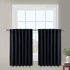NICETOWN Blackout Curtain Blinds Window Panels - (Black Color) W29 x L30, Double Panels, Thermal Insulated Blackout Draperies for Living Room