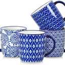Selamica 10 OZ Coffee Mugs Set of 4, Small Coffee Cups Ceramic with Handle for Cappuccino Latte Cocoa Milk, Dishwasher Microwave Safe,Vintage Blue