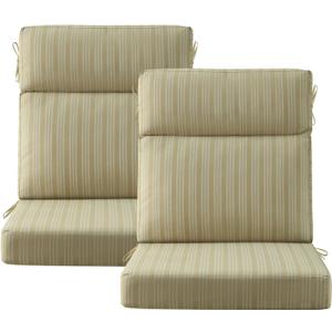 Outdoor High Back Chair Cushion, 2 Pack 44x21 inches Patio Chair Cushions Water Repellent Rocking Cushions Indoor Furniture Seat Pad, Beige Brown Stripe
