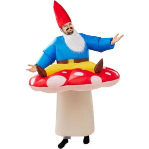 Spooktacular Creations Inflatable Costume for Adults, Full Body Mushroom Air Blow Up Costumes, Lazy Dwarf with Hat and Beard for Halloween Costume Parties