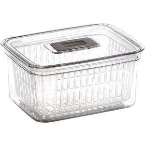 BINO | Produce Saver - 6.8 Cup/1.6L | Fridge Storage Containers for Fruits and Vegetables | Adjustable Air Vent, Removable Basket | BPA-Free Fridge Organizers