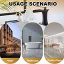 Wovier Matte Black Waterfall Bathroom Sink Faucet, Single Handle Single Hole Brass Lavatory Vanity Faucet, Basin Mixer Tap with Supply Hose and Pop Up Drain Assembly (Short Body)