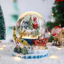 Christmas Snow Globe Santa Reindeer Snow Globe with 8 Songs Color Changing Santa Claus Sleigh Swirling Glitter Water Globe Musical Box for Christmas Home Décor