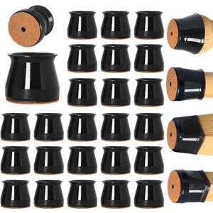 24 pcs Black Chair Leg Floor Protectors, Furniture Felt Pads Silicone Covers caps for Chairs,Chair Leg Protectors for Hardwood Floors (Large fit:1.3''-2'')