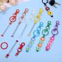 30pcs Beadable Keychains Bars Bulk Blank Beaded Metal Keychain Colorful Creative Blank Keychain for Beads Metal Beaded Pendant Jewelry Making Gift for DIY Crafts Keyrings Purse Mother's Day Birthday