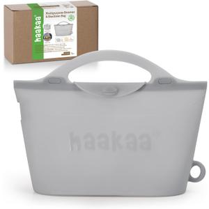 Haakaa Silicone Microwave Steamer & Steriliser Bag, 70oz/2000ml Large Capacity Reusable Steaming Bags for Baby Bottles,Breast Pump,Accessories,Pacifiers,Teethers,Great for Home and On-The-Go,Grey/1PC